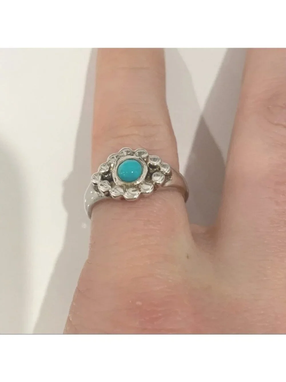 Scosha Sterling Silver & Turquoise Evil Eye Pinky Ring Size 4